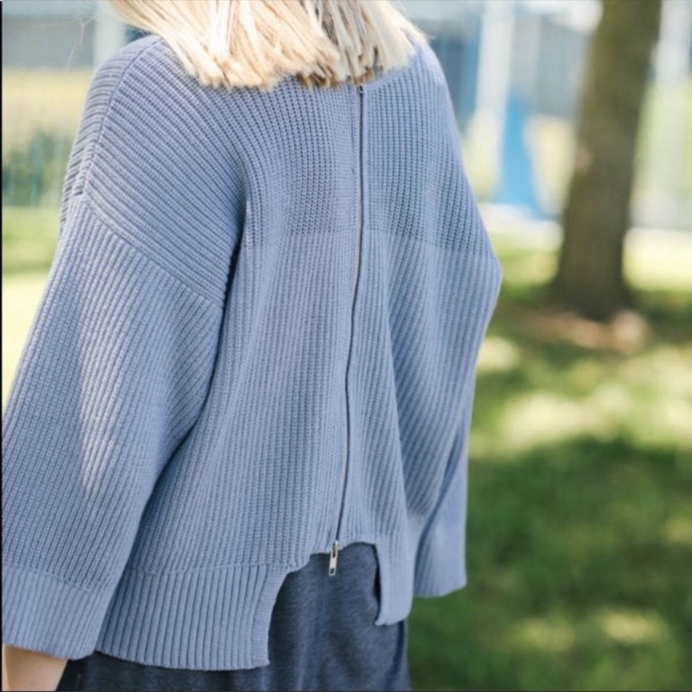 CAbi Fair Play Reversible Knit Zip Up Sweater